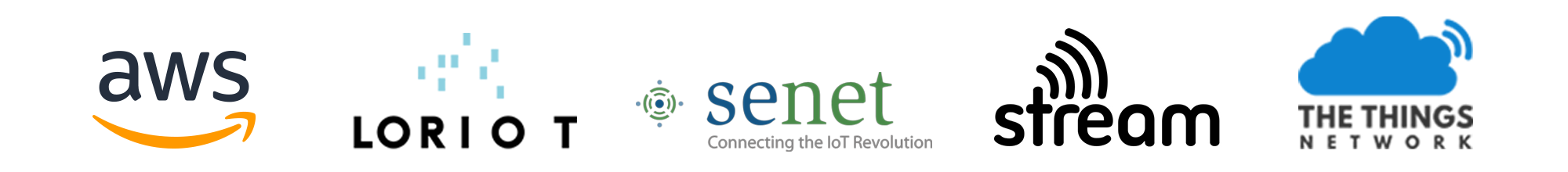 AWS, Loriot, Senet, Stream, The Things Network