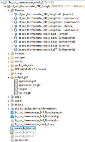 Files in Simplicity Studio Project