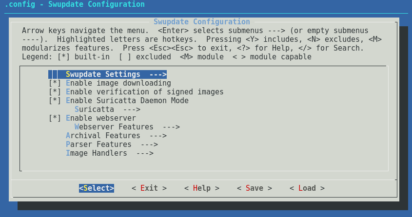 SWUpdate menuconfig