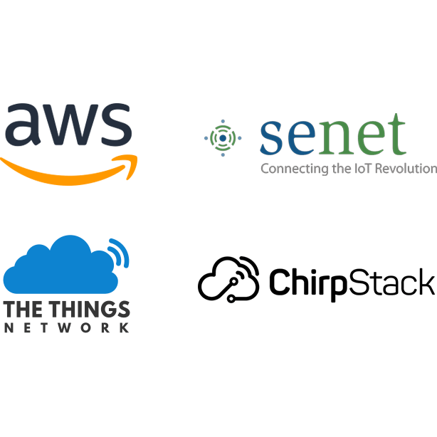 cloud partners - AWS, The Things Network, Senet, ChirpStack