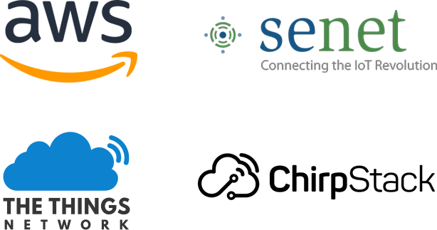 cloud partners - AWS, The Things Network, Senet, ChirpStack